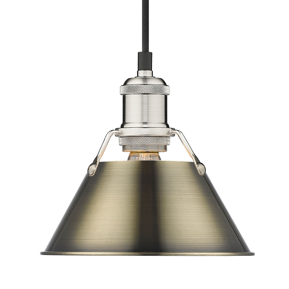 Yep by Golden Lighting Orwell 1-light 8in Pendant in Pewter and Aged Brass shade